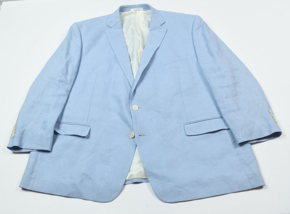 Lauren Ralph Lauren Linen Blazer Mens 50R Blue Two-Button Regular Fit